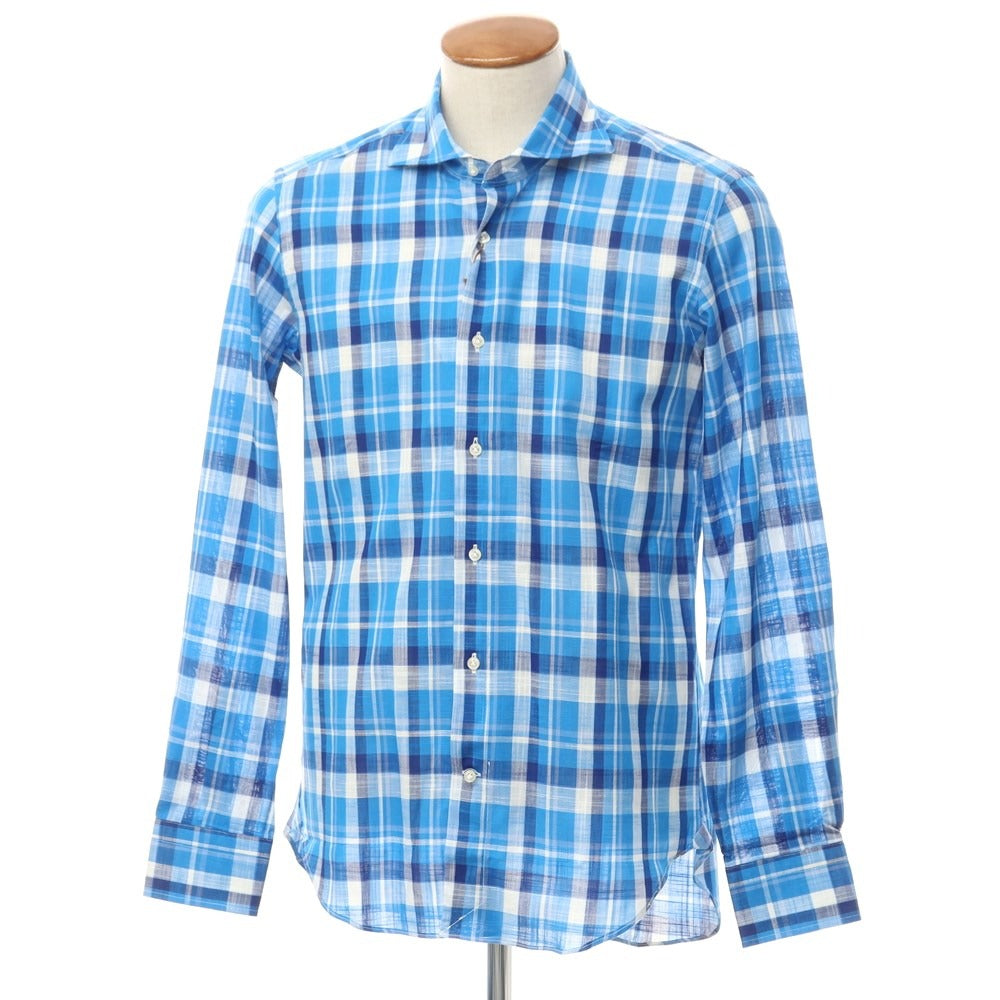 [Used] PIETRO PROVENZALE Cotton Horizontal Collar Casual Shirt Blue x White [40] [Condition Rank A] [Men&