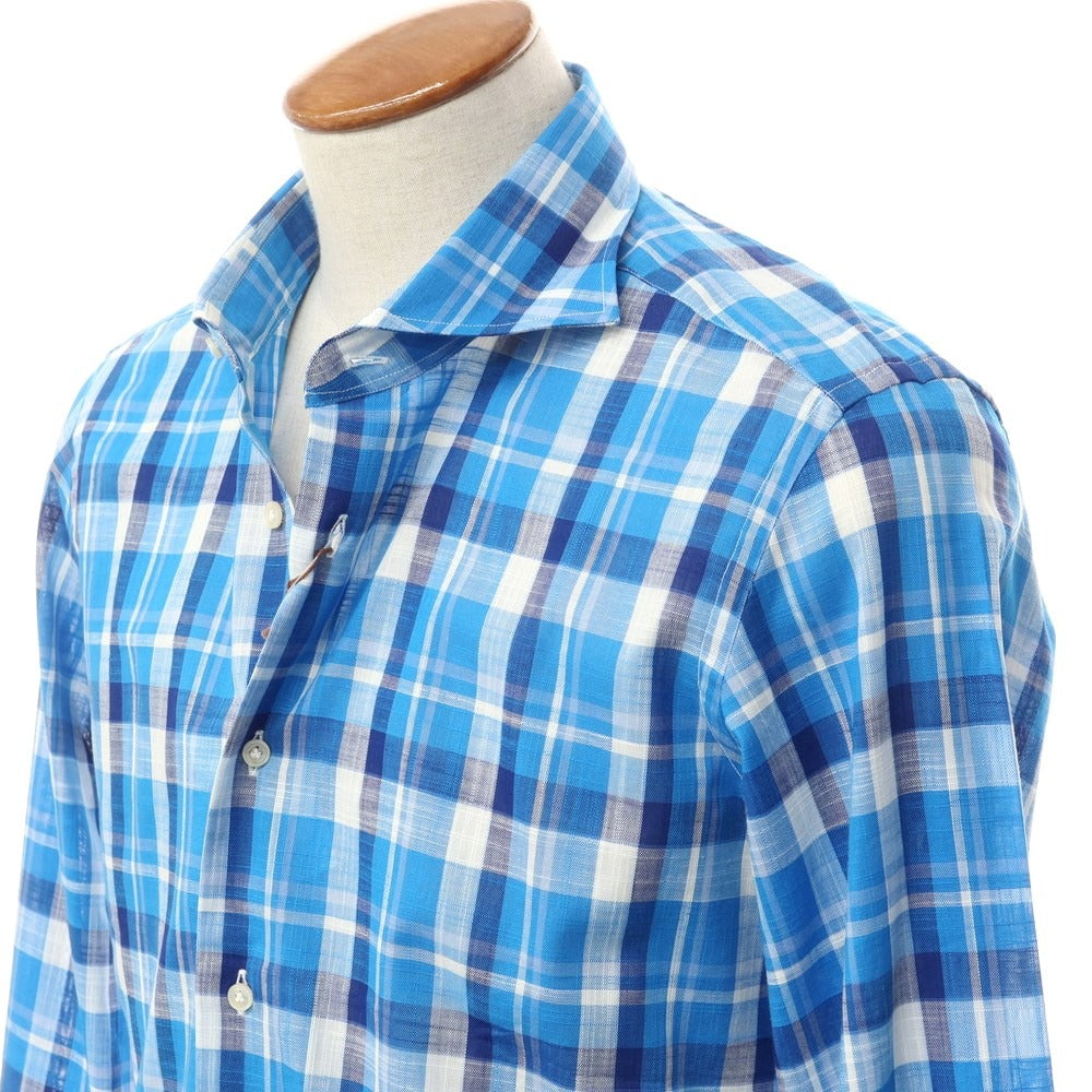 [Used] PIETRO PROVENZALE Cotton Horizontal Collar Casual Shirt Blue x White [40] [Condition Rank A] [Men&