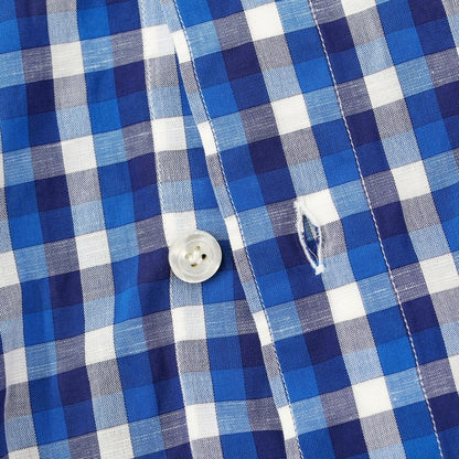 [Used] Finamore Cotton Check Horizontal Collar Casual Shirt Blue x White [40] [Condition Rank A] [Men&