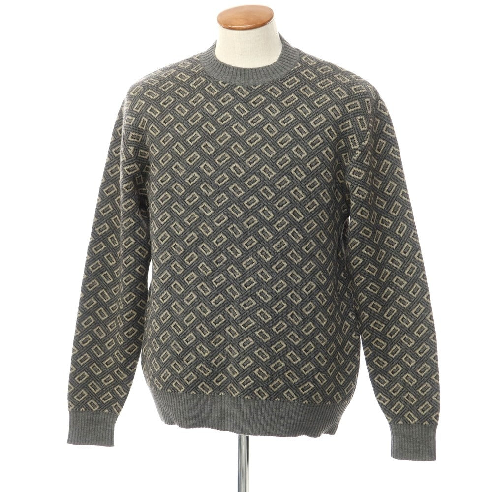 [Used] ARMANI COLLEZIONI Wool crew neck pullover knit, gray x beige [Size 50] [GRY] [A/W] [Condition Rank D] [Men&