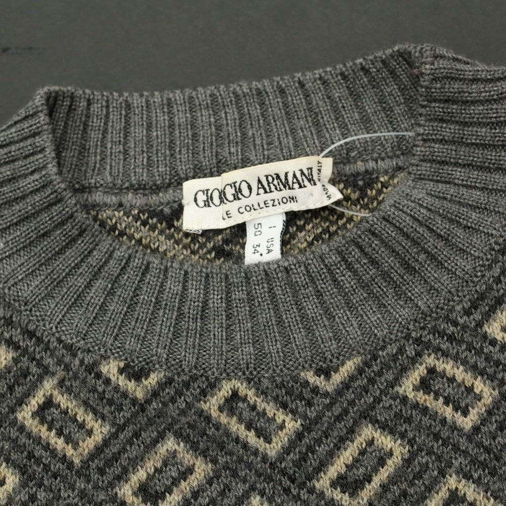 [Used] ARMANI COLLEZIONI Wool crew neck pullover knit, gray x beige [Size 50] [GRY] [A/W] [Condition Rank D] [Men&