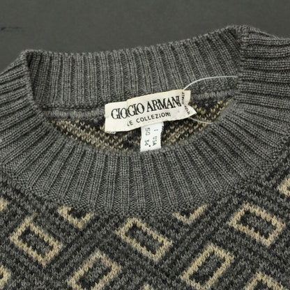 [Used] ARMANI COLLEZIONI Wool crew neck pullover knit, gray x beige [Size 50] [GRY] [A/W] [Condition Rank D] [Men&