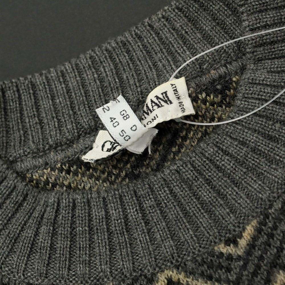[Used] ARMANI COLLEZIONI Wool crew neck pullover knit, gray x beige [Size 50] [GRY] [A/W] [Condition Rank D] [Men&