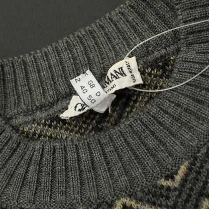 [Used] ARMANI COLLEZIONI Wool crew neck pullover knit, gray x beige [Size 50] [GRY] [A/W] [Condition Rank D] [Men&