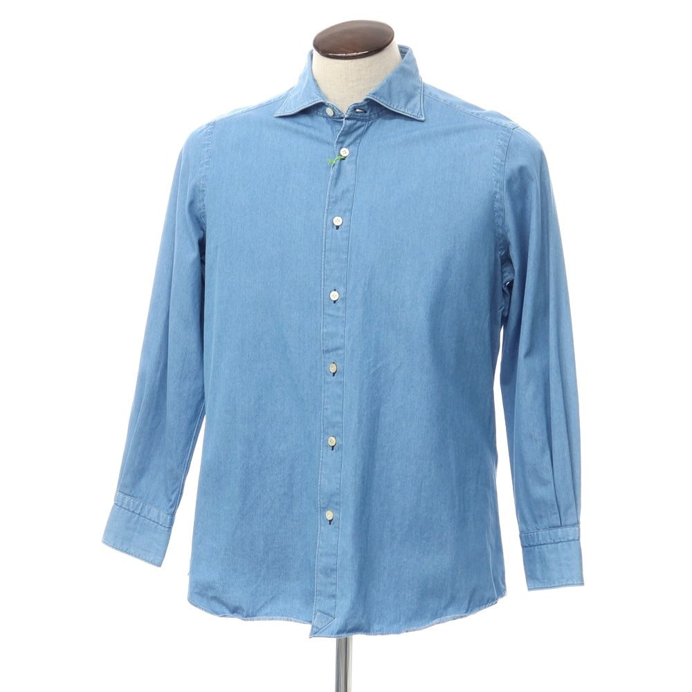 [Used] Finamore Cotton Wide Collar Chambray Shirt Light Blue [L] [Condition Rank B] ​​[Men&