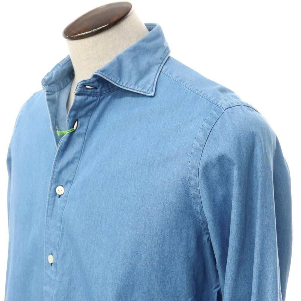 [Used] Finamore Cotton Wide Collar Chambray Shirt Light Blue [L] [Condition Rank B] ​​[Men&