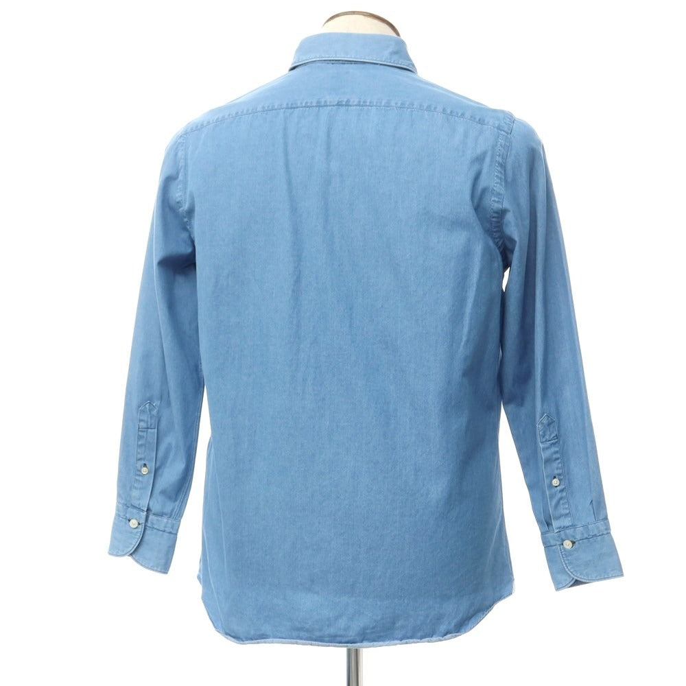 [Used] Finamore Cotton Wide Collar Chambray Shirt Light Blue [L] [Condition Rank B] ​​[Men&