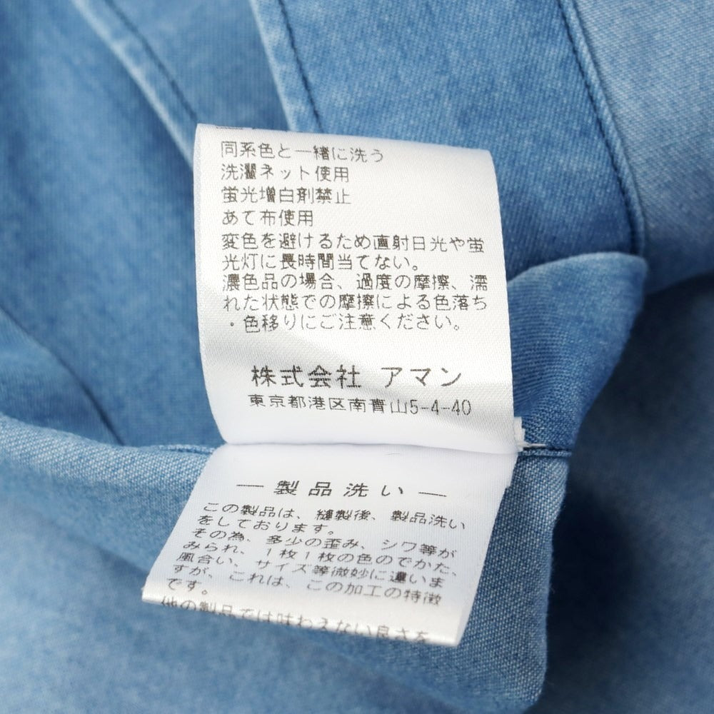 [Used] Finamore Cotton Wide Collar Chambray Shirt Light Blue [L] [Condition Rank B] ​​[Men&