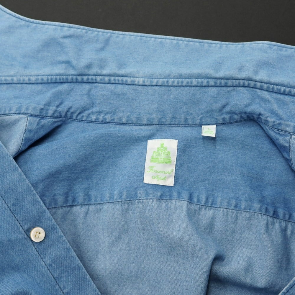 [Used] Finamore Cotton Wide Collar Chambray Shirt Light Blue [L] [Condition Rank B] ​​[Men&