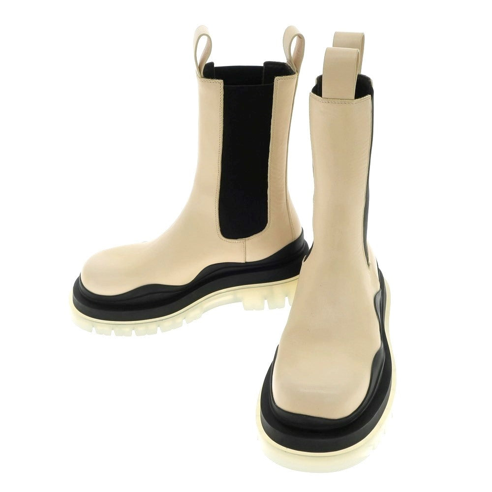 [Used] [Unused] Bottega Veneta Tire Long Chelsea Boots Beige x Black [39] [Condition Rank S] [Men&