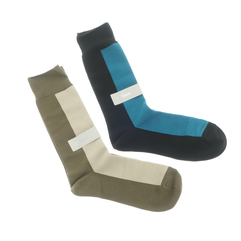 [Used] [Unused] Tabio Cotton Nylon Socks Set of 2 Black x Blue x Olive Green x Beige [Size 25-27cm] [BLK] [S/S/A/W] [Condition Rank S] [Men&