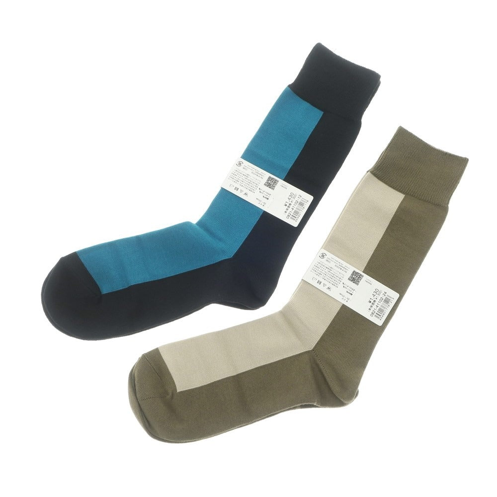[Used] [Unused] Tabio Cotton Nylon Socks Set of 2 Black x Blue x Olive Green x Beige [Size 25-27cm] [BLK] [S/S/A/W] [Condition Rank S] [Men&