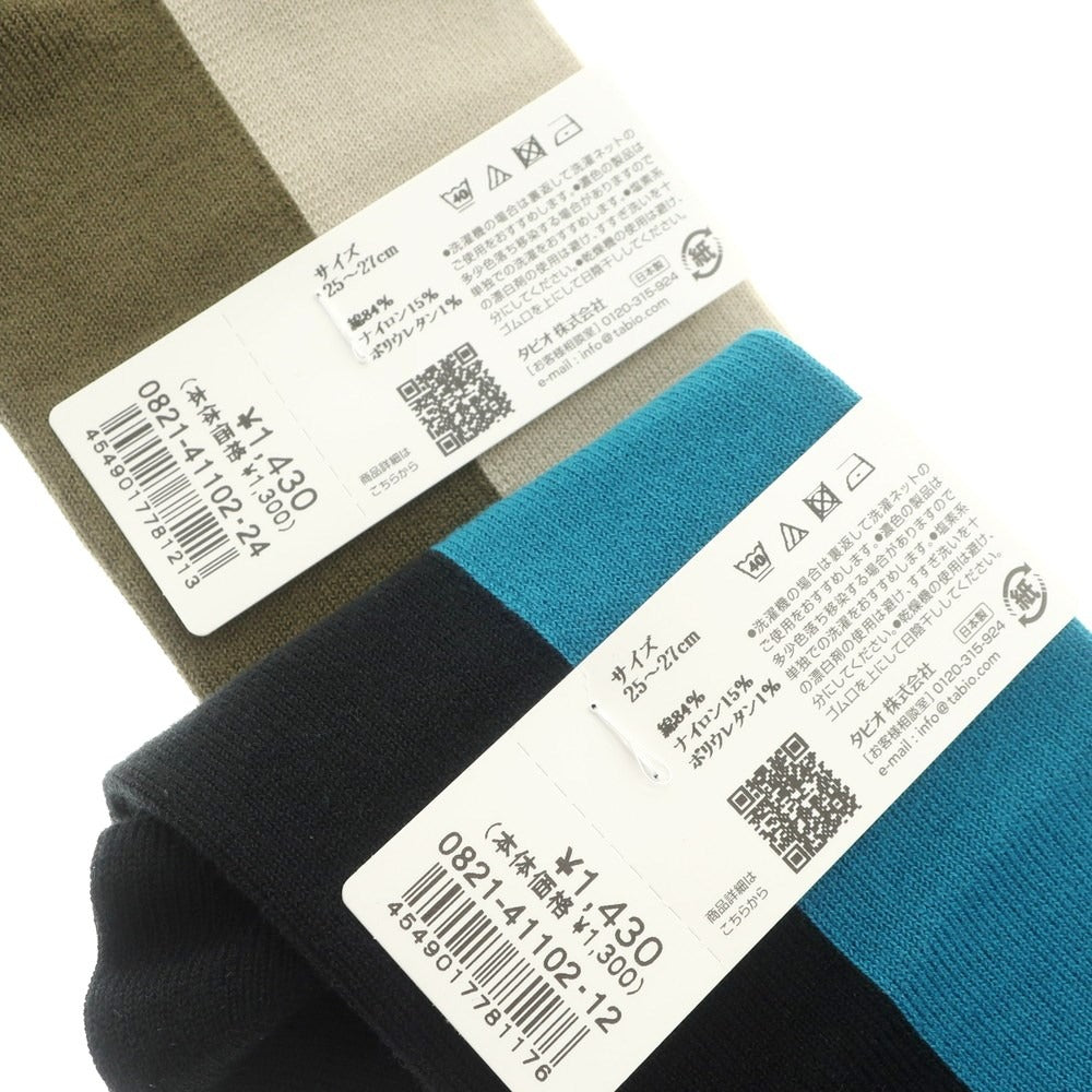 [Used] [Unused] Tabio Cotton Nylon Socks Set of 2 Black x Blue x Olive Green x Beige [Size 25-27cm] [BLK] [S/S/A/W] [Condition Rank S] [Men&