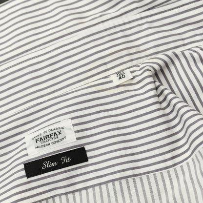 [Used] FAIRFAX Cotton Striped Regular Collar Dress Shirt White x Gray [40] [Condition Rank C] [Men&