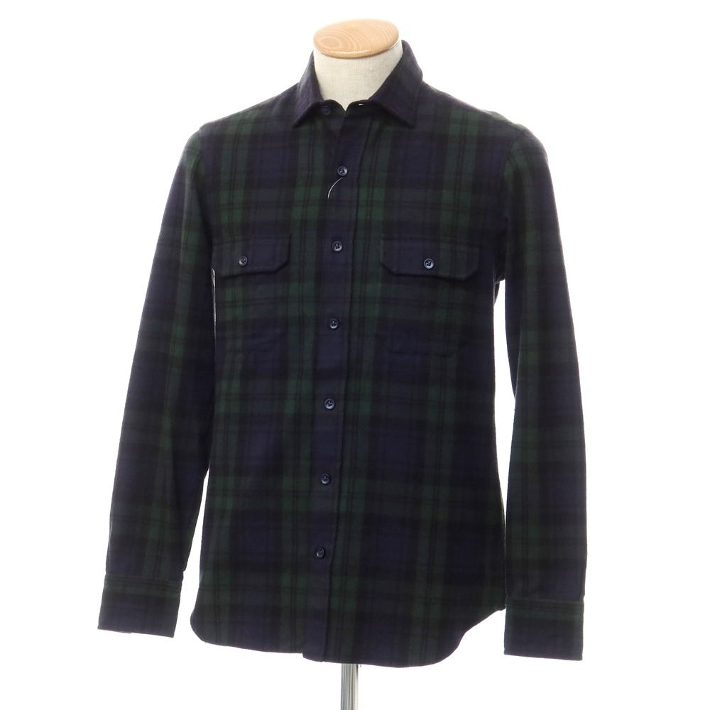 [Used] Salvatore Piccolo wool check flannel shirt, navy x green [37] [Condition rank C] [Men&