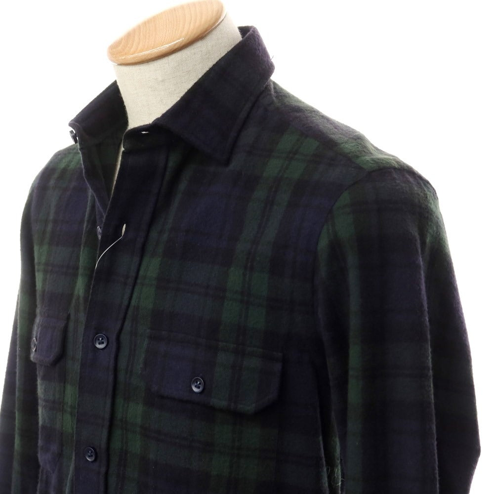 [Used] Salvatore Piccolo wool check flannel shirt, navy x green [37] [Condition rank C] [Men&