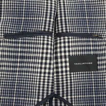 [New] TAGLIATORE BENTON Wool Cotton Check Tie Lock Coat Black x Navy x White [Size 48] [NVY] [A/W] [Condition Rank N] [Men&