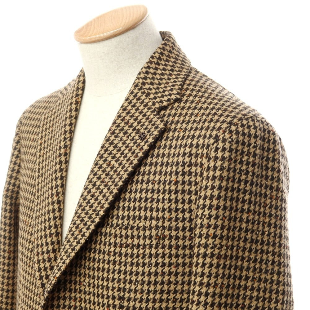 [New] TAGLIATORE Wool nylon check 3B casual jacket beige x dark brown [Size 44] [BEI] [A/W] [Condition rank N] [Men&