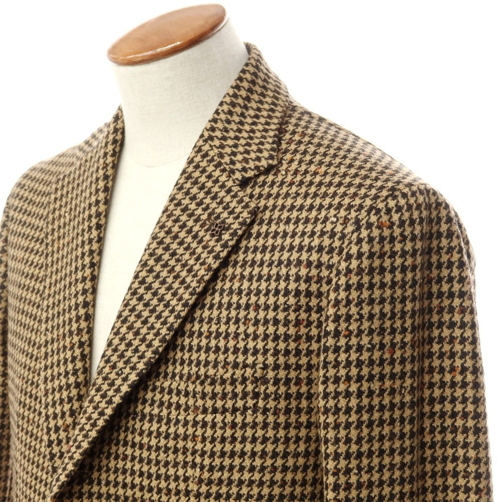 [New] TAGLIATORE Wool nylon check 3B casual jacket 
Beige x Dark Brown [Size 46] [BEI] [A/W] [Condition Rank N] [Men&