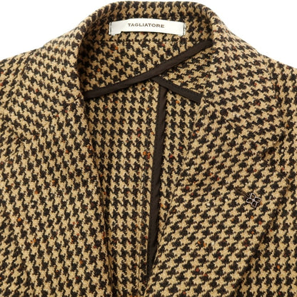 [New] TAGLIATORE Wool nylon check 3B casual jacket
 Beige x Dark Brown [Size 46] [BEI] [A/W] [Condition Rank N] [Men&