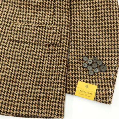 [New] TAGLIATORE Wool nylon check 3B casual jacket
 Beige x Dark Brown [Size 46] [BEI] [A/W] [Condition Rank N] [Men&