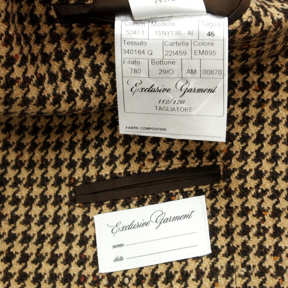 [New] TAGLIATORE Wool nylon check 3B casual jacket
 Beige x Dark Brown [Size 46] [BEI] [A/W] [Condition Rank N] [Men&