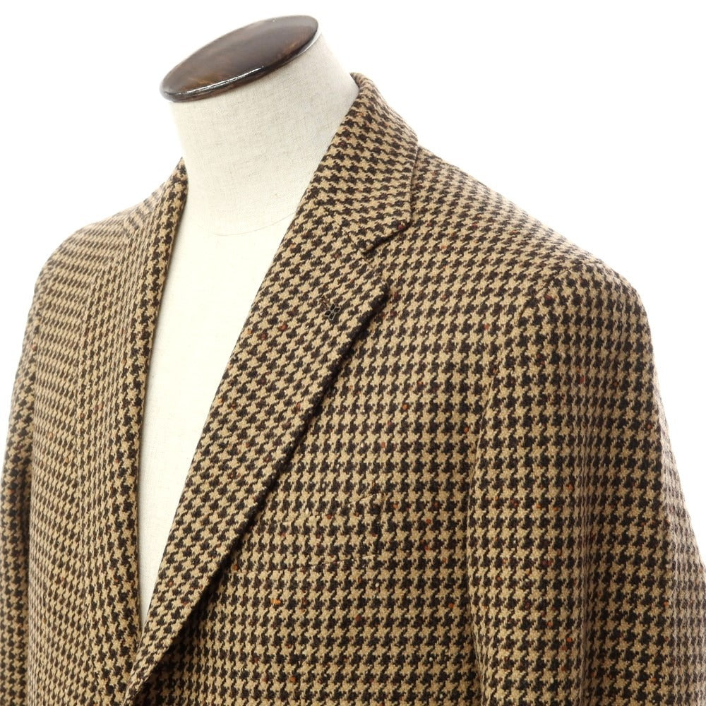 [New] TAGLIATORE Wool nylon check 3B casual jacket
 Beige x Dark Brown [Size 48] [BEI] [A/W] [Condition Rank N] [Men&