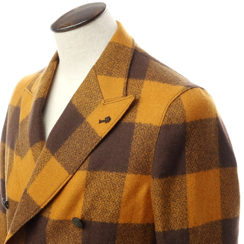 [New] TAGLIATORE Wool Check Double 6B Casual Jacket
 Yellow orange x brown [Size 48] [ORG] [A/W] [Condition rank N] [Men&