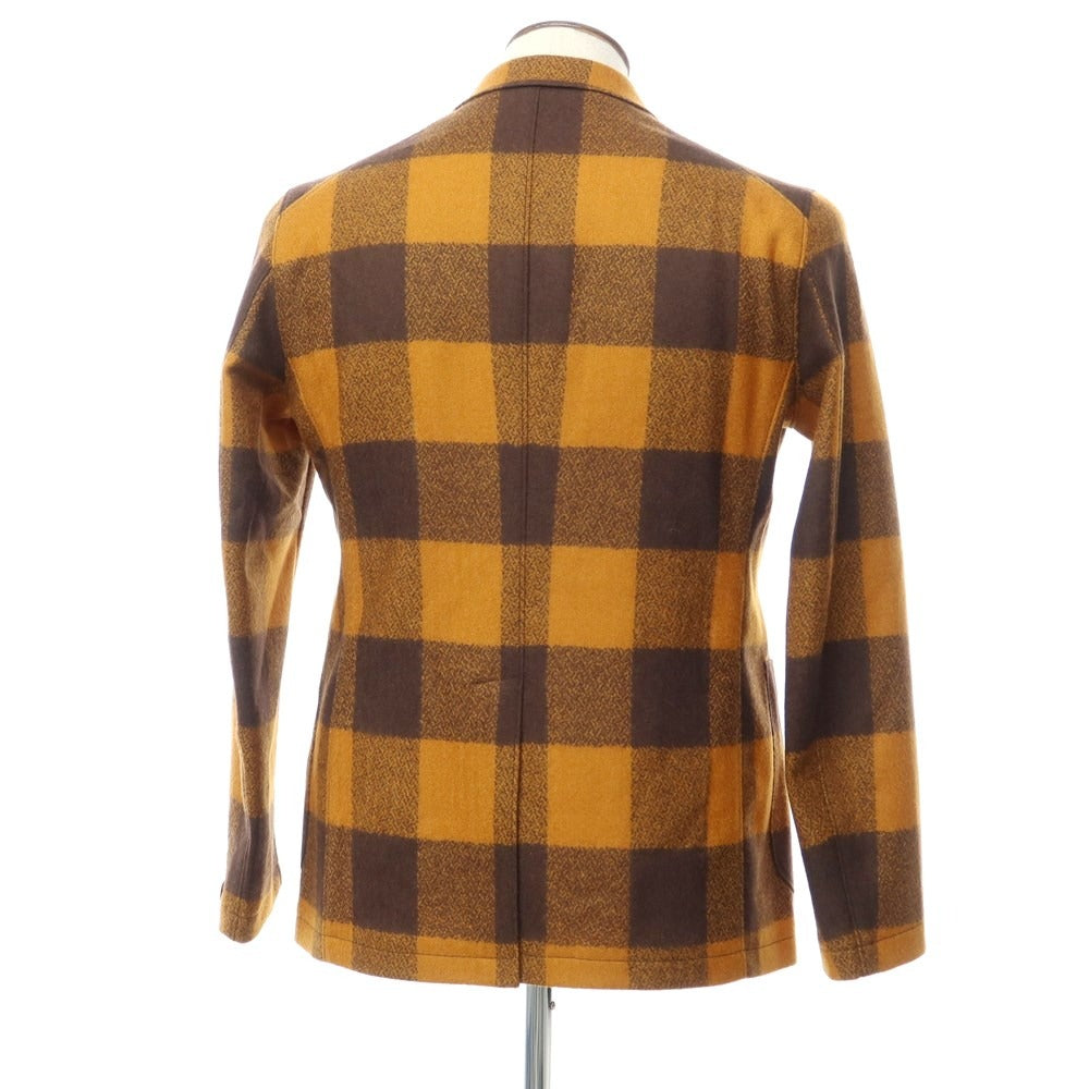 [New] TAGLIATORE Wool Check Double 6B Casual Jacket
 Yellow orange x brown [Size 48] [ORG] [A/W] [Condition rank N] [Men&