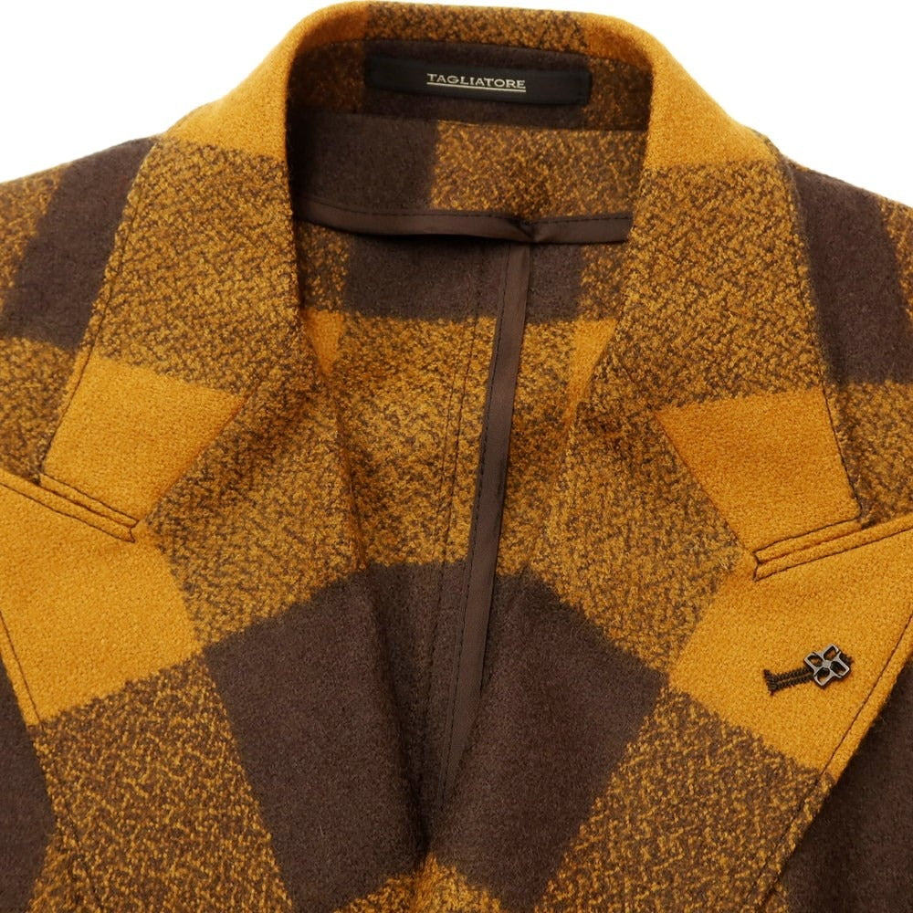 [New] TAGLIATORE Wool Check Double 6B Casual Jacket
 Yellow orange x brown [Size 48] [ORG] [A/W] [Condition rank N] [Men&