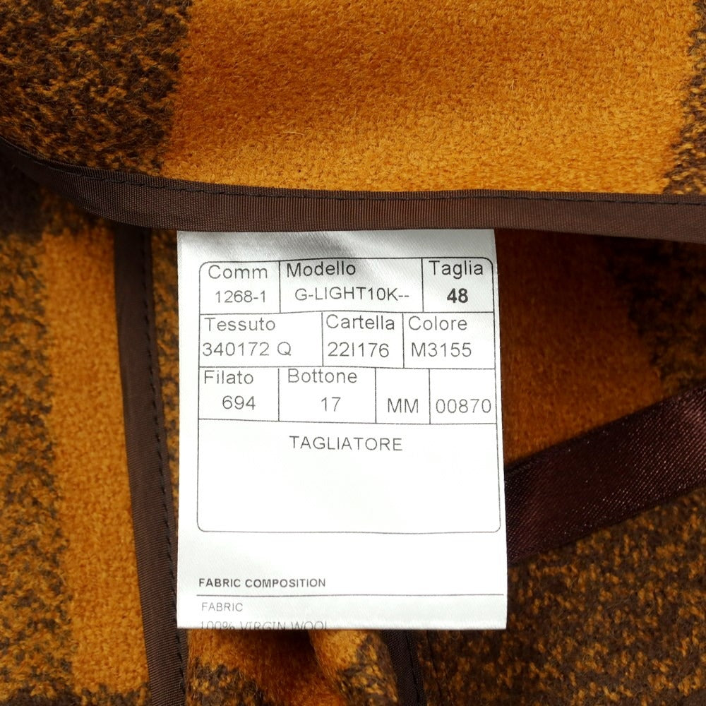 [New] TAGLIATORE Wool Check Double 6B Casual Jacket
 Yellow orange x brown [Size 48] [ORG] [A/W] [Condition rank N] [Men&