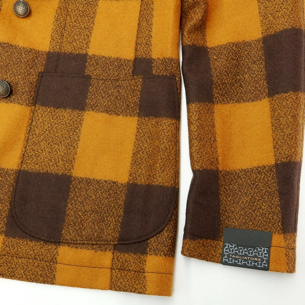 [New] TAGLIATORE Wool Check Double 6B Casual Jacket
 Yellow orange x brown [Size 48] [ORG] [A/W] [Condition rank N] [Men&