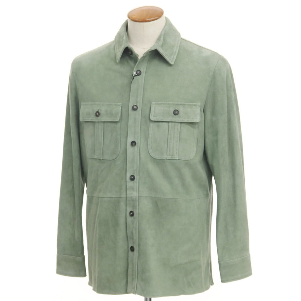 [New Outlet] Tagliatore TAGLIATORE LORENZ Lamb Suede Shirt Jacket Leather Blouson Sage Green [Size 48] [GRN] [A/W] [Condition Rank N-] [Men&