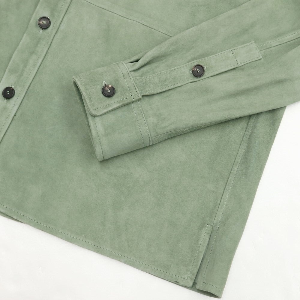 [New Outlet] Tagliatore TAGLIATORE LORENZ Lamb Suede Shirt Jacket Leather Blouson Sage Green [Size 48] [GRN] [A/W] [Condition Rank N-] [Men&