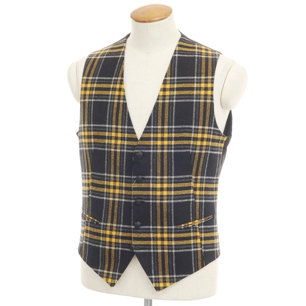 [New] TAGLIATORE Wool Check Gilet Vest Black x Yellow [48] [Condition Rank N] [Men&