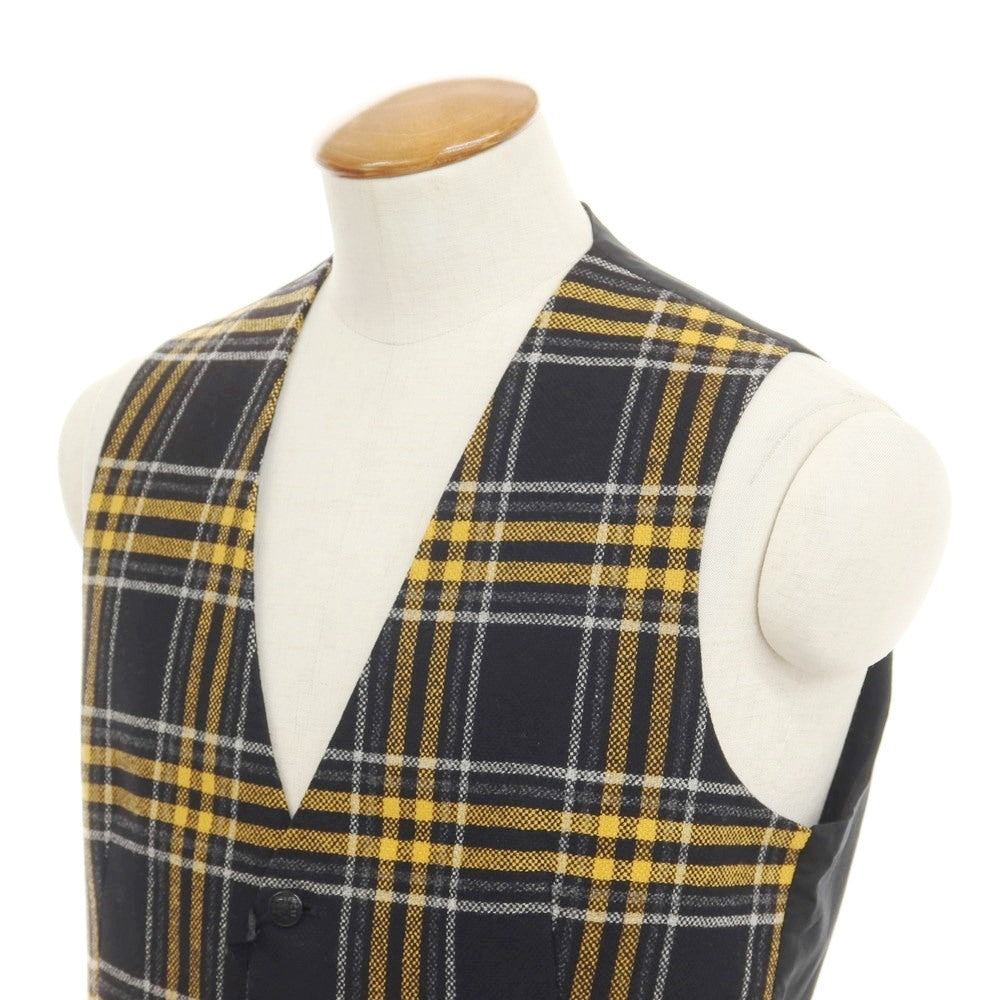 [New] TAGLIATORE Wool Check Gilet Vest Black x Yellow [48] [Condition Rank N] [Men&