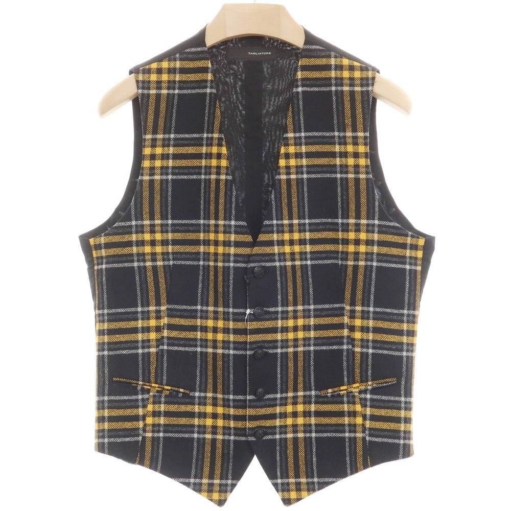 [New] TAGLIATORE Wool Check Gilet Vest Black x Yellow [48] [Condition Rank N] [Men&