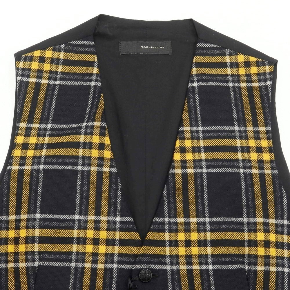 [New] TAGLIATORE Wool Check Gilet Vest Black x Yellow [48] [Condition Rank N] [Men&