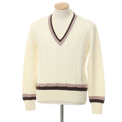 [New] TAGLIATORE Wool V-neck Tilden Knit Ivory [Size 46] [BEI] [A/W] [Condition Rank N] [Men&