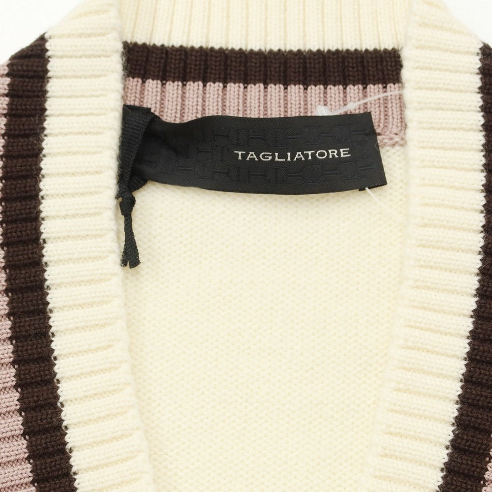 [New] TAGLIATORE Wool V-neck Tilden Knit Ivory [Size 46] [BEI] [A/W] [Condition Rank N] [Men&