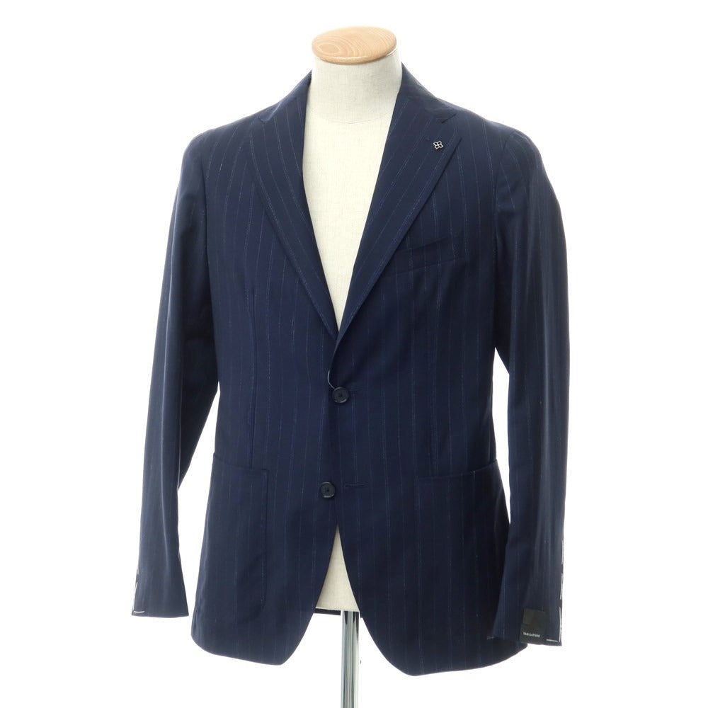 [New] TAGLIATORE Wool linen striped 2B tailored jacket
 Navy x Blue [Size 44] [NVY] [S/S] [Condition Rank N] [Men&