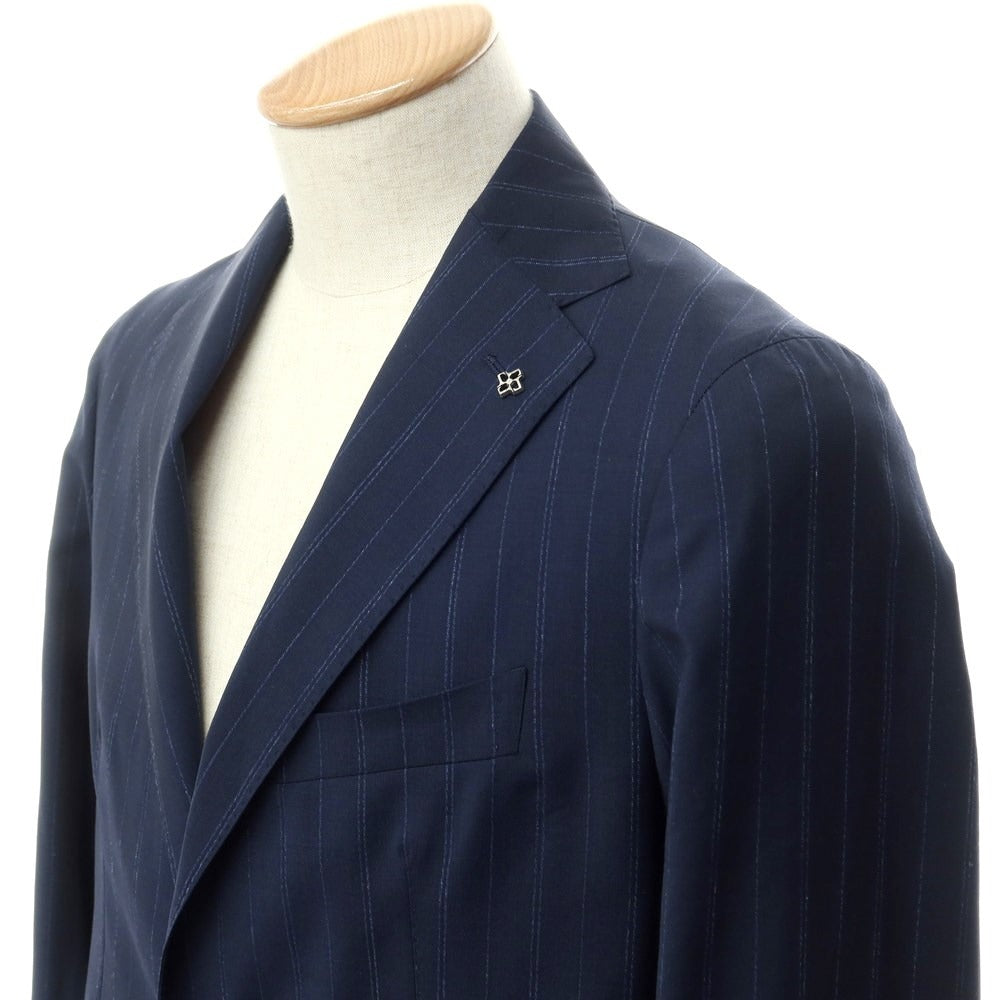 [New] TAGLIATORE Wool linen striped 2B tailored jacket
 Navy x Blue [Size 44] [NVY] [S/S] [Condition Rank N] [Men&