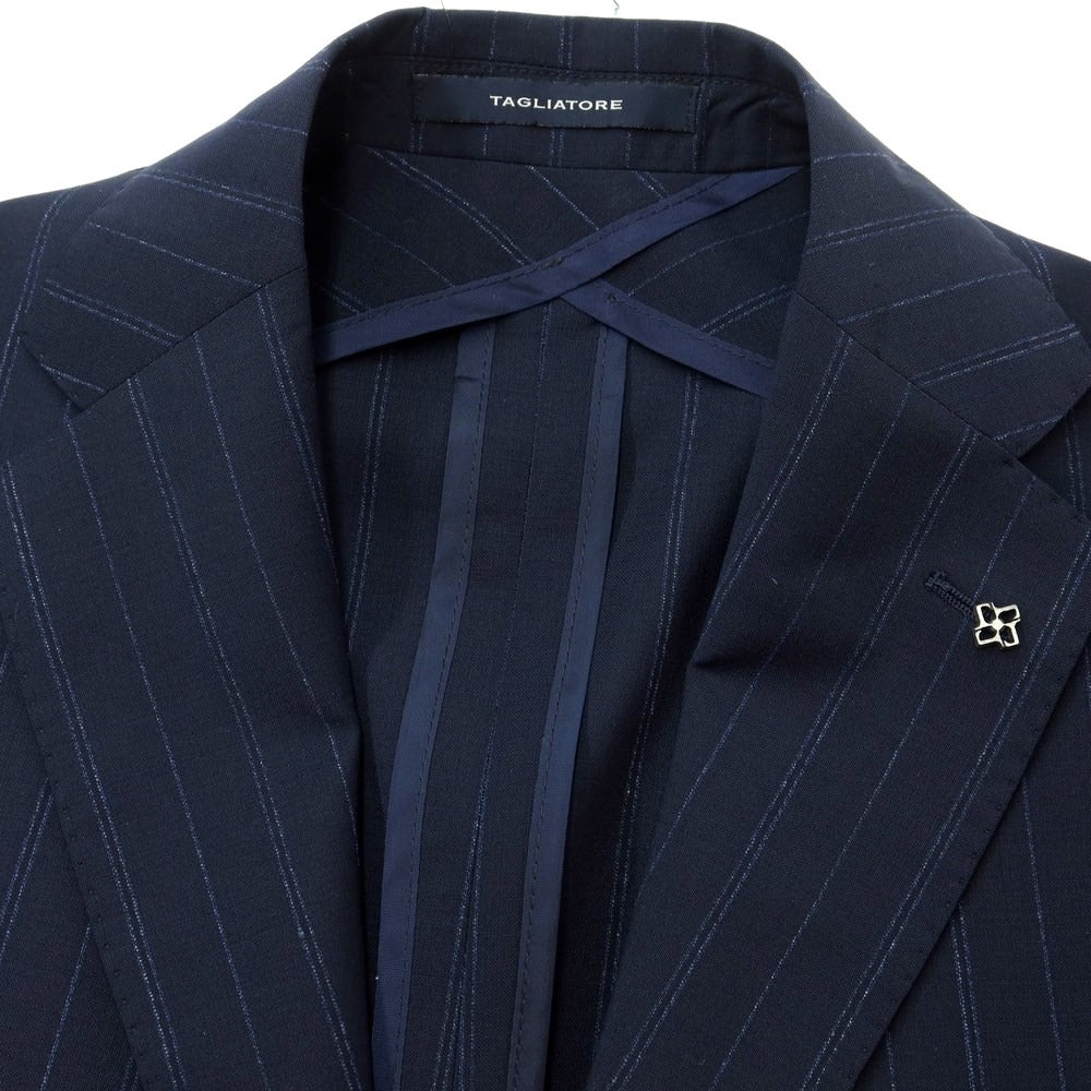 [New] TAGLIATORE Wool linen striped 2B tailored jacket
 Navy x Blue [Size 48] [NVY] [S/S] [Condition Rank N] [Men&