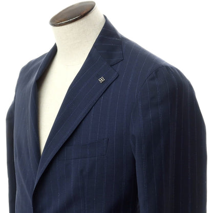 [New] TAGLIATORE Wool linen striped 2B tailored jacket
 Navy x Blue [Size 48] [NVY] [S/S] [Condition Rank N] [Men&