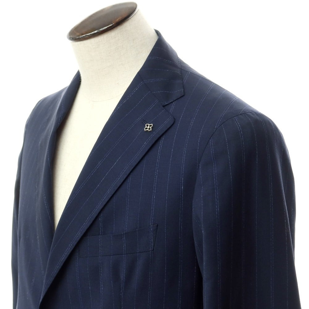 [New] TAGLIATORE Wool linen striped 2B tailored jacket
 Navy x Blue [Size 50] [NVY] [S/S] [Condition Rank N] [Men&