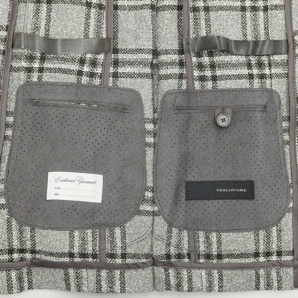 [New] TAGLIATORE Rayon Cotton Nylon 2B Tailored Jacket
 Gray x Black x Olive [Size 46] [GRY] [S/S] [Condition Rank N] [Men&