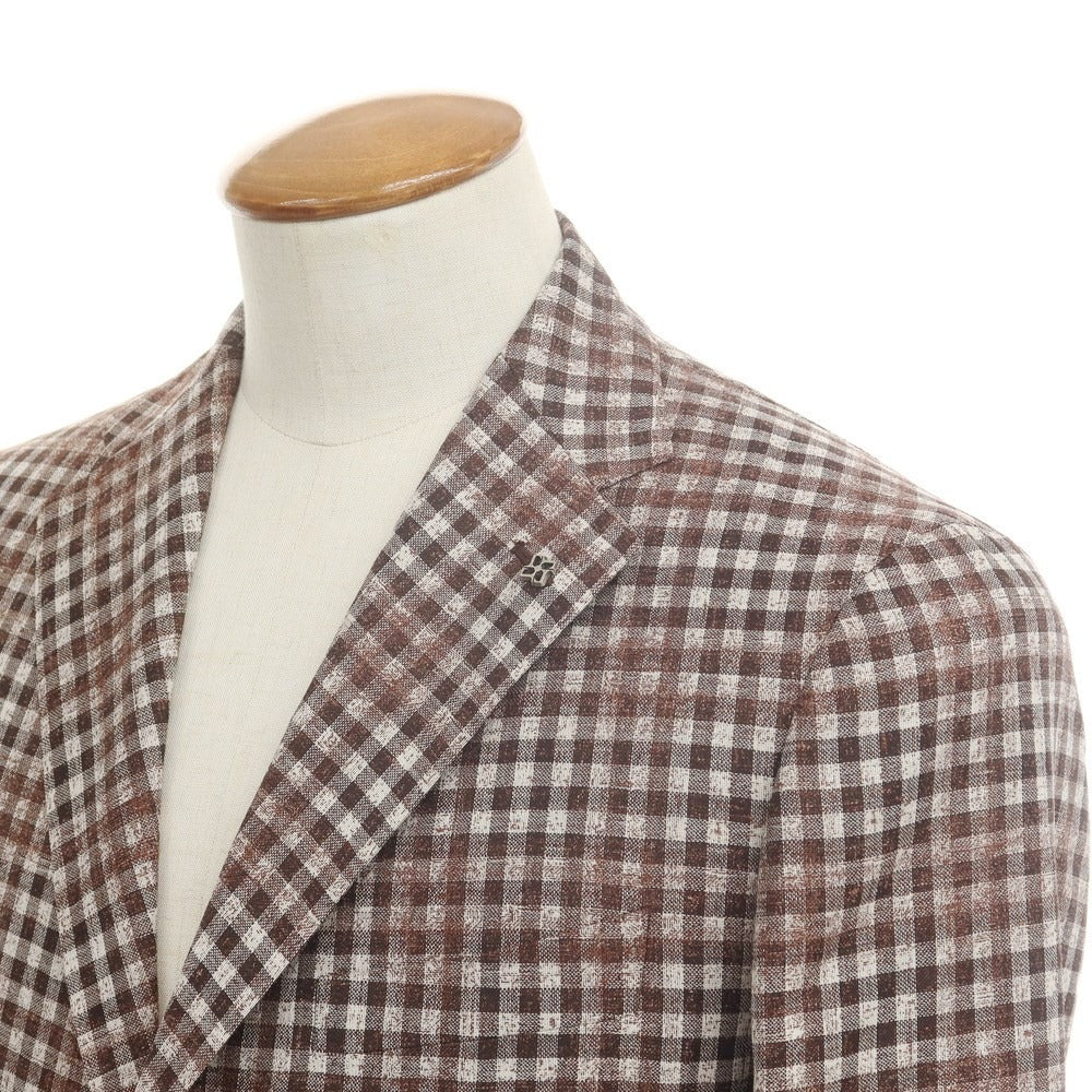 [New] TAGLIATORE wool silk linen 2B casual jacket
 Brown x White [Size 48] [BRW] [S/S] [Condition Rank N] [Men&