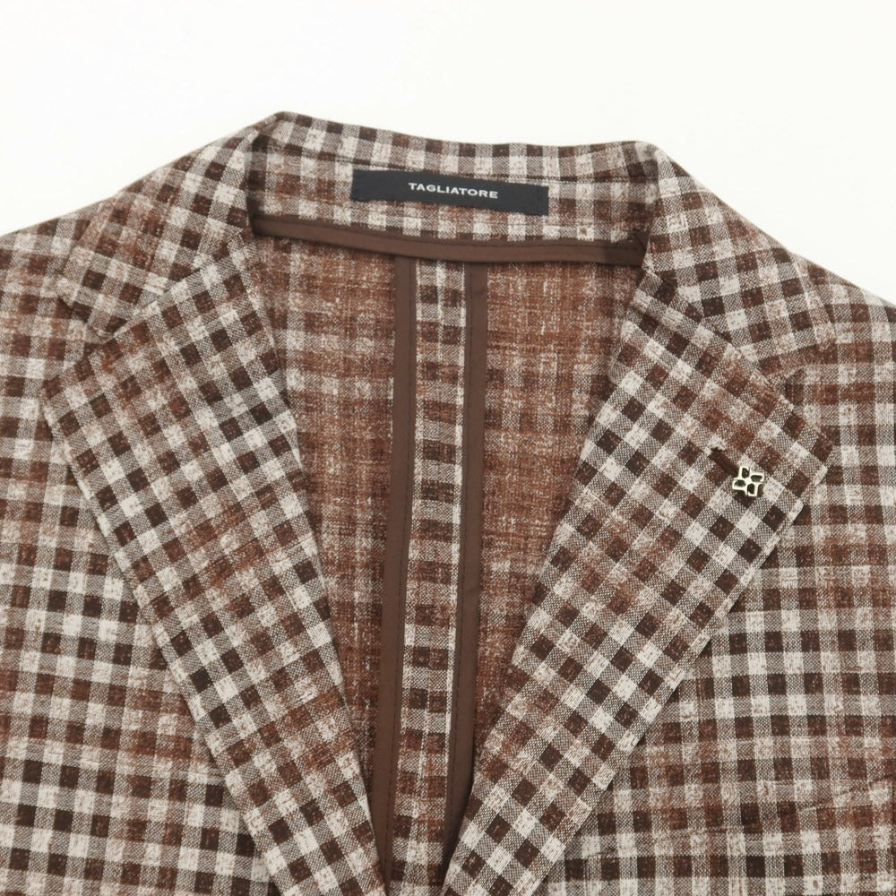 [New] TAGLIATORE wool silk linen 2B casual jacket
 Brown x White [Size 48] [BRW] [S/S] [Condition Rank N] [Men&