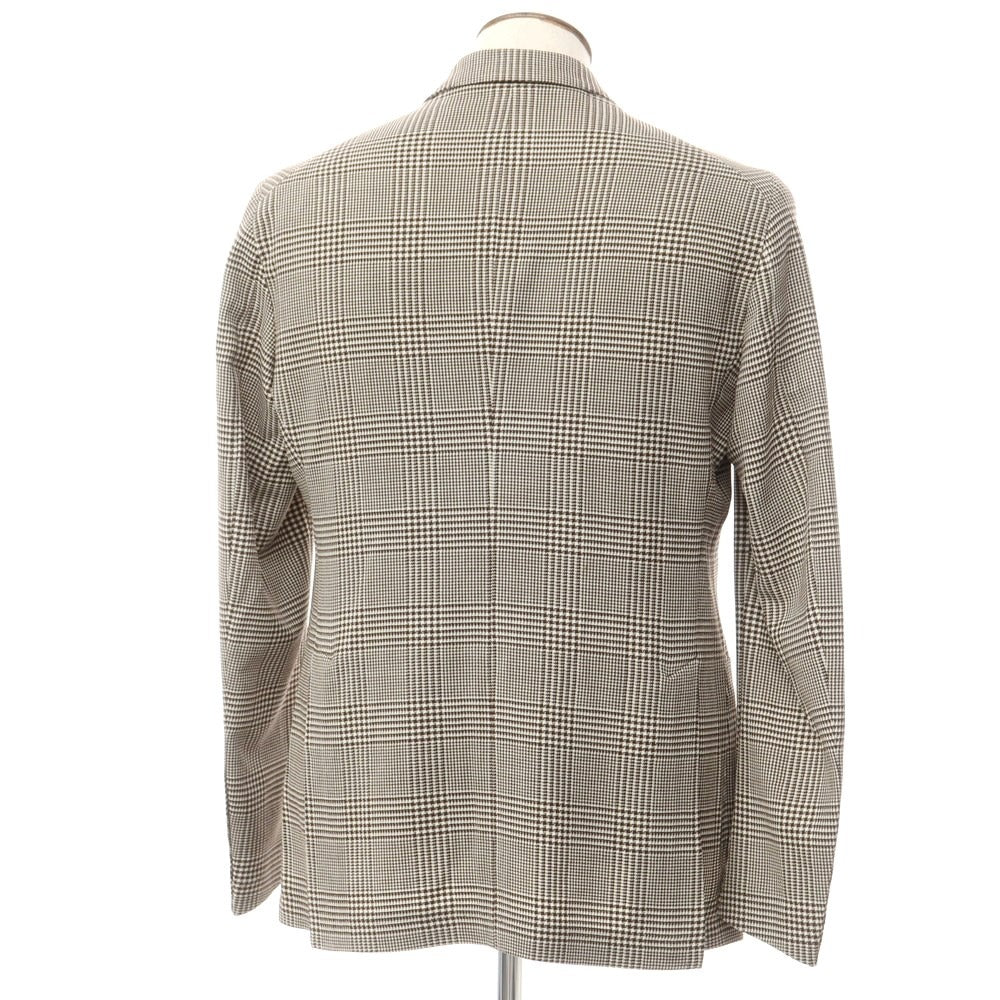 [New] TAGLIATORE Wool Check Double Breasted Casual Jacket Brown x White [48] [Condition Rank N] [Men&