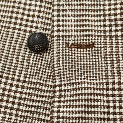 [New] TAGLIATORE Wool Check Double Breasted Casual Jacket Brown x White [48] [Condition Rank N] [Men&